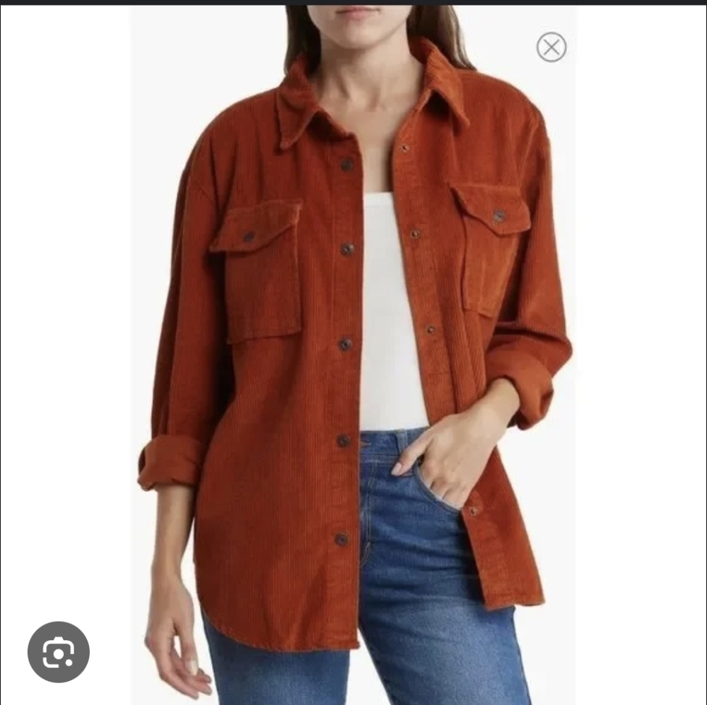 Kensie Maroon Corduroy Button Down Shirt-Shaket...size:M